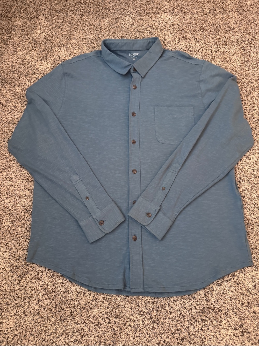 J.Crew Men’s XXL Slate Blue Slub Cotton Long Sleeve Button Down Shirt
